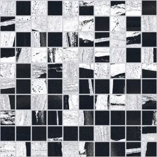 B&W Marble Flow Hglo Mosaico 3X3