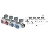 Rozdzielacz mosiężny czteroportowy z zaworami 3/4'x3/4