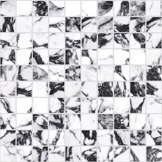B&W Marble Pebble Mat Mosaico 3X3