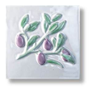 Ceramiche Grazia Olive dekor 13×13 cm Bianco