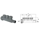 Rozdzielacz pojedynczy trzyportowy nyplowy 22x15x15x15x22 - 2