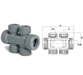 Rozdzielacz podwójny dwuportowy mufowy 22x15x15x15x15x22 - 2