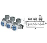 Rozdzielacz mosiężny trzyportowy z zaworami 3/4'x3/4