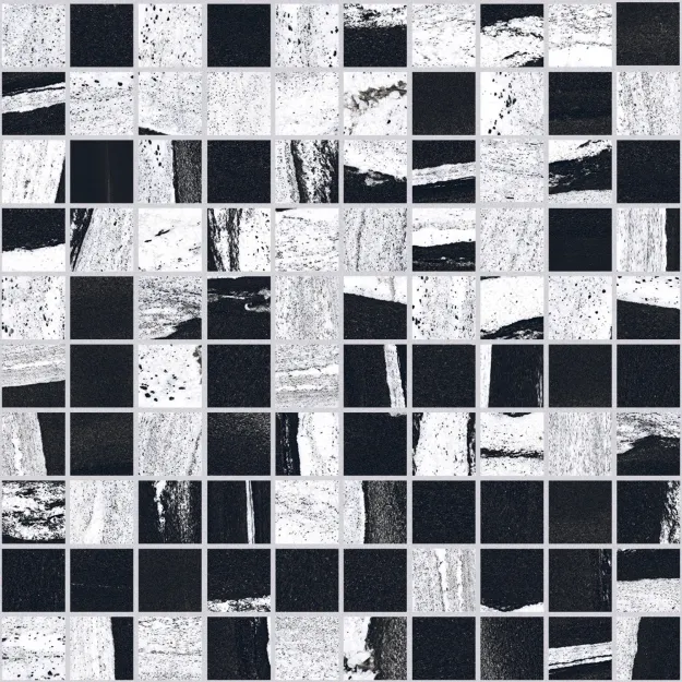 B&W Marble Flow Mat Mosaico 3X3