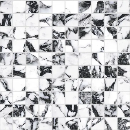 B&W Marble Pebble Hglo Mosaico 3X3