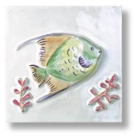 Ceramiche Grazia Pesce dekor 13×13 cm Bianco
