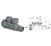 Rozdzielacz pojedynczy dwuportowy nyplowy 22x15x15x22 - 2