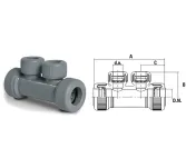 Rozdzielacz pojedynczy dwuportowy mufowy 22x15x15x22 - 2